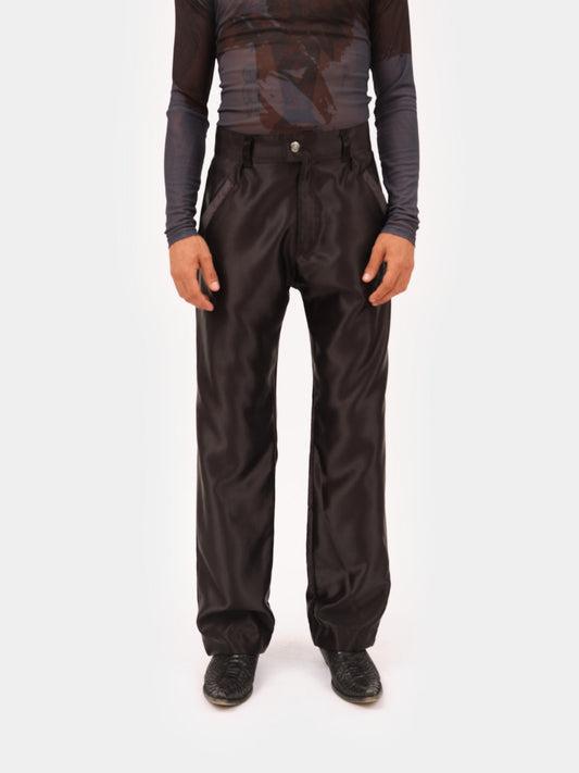 Straight-Fit Satin Trousers