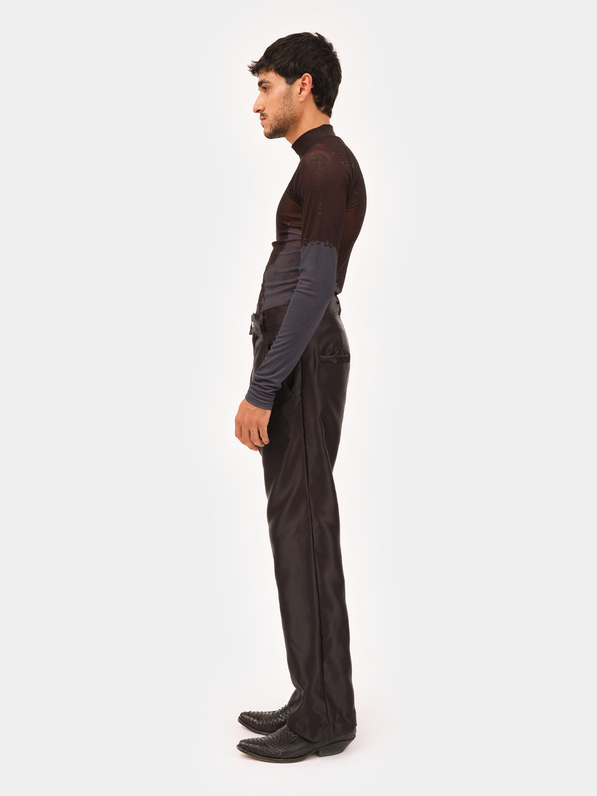 Straight-Fit Satin Trousers