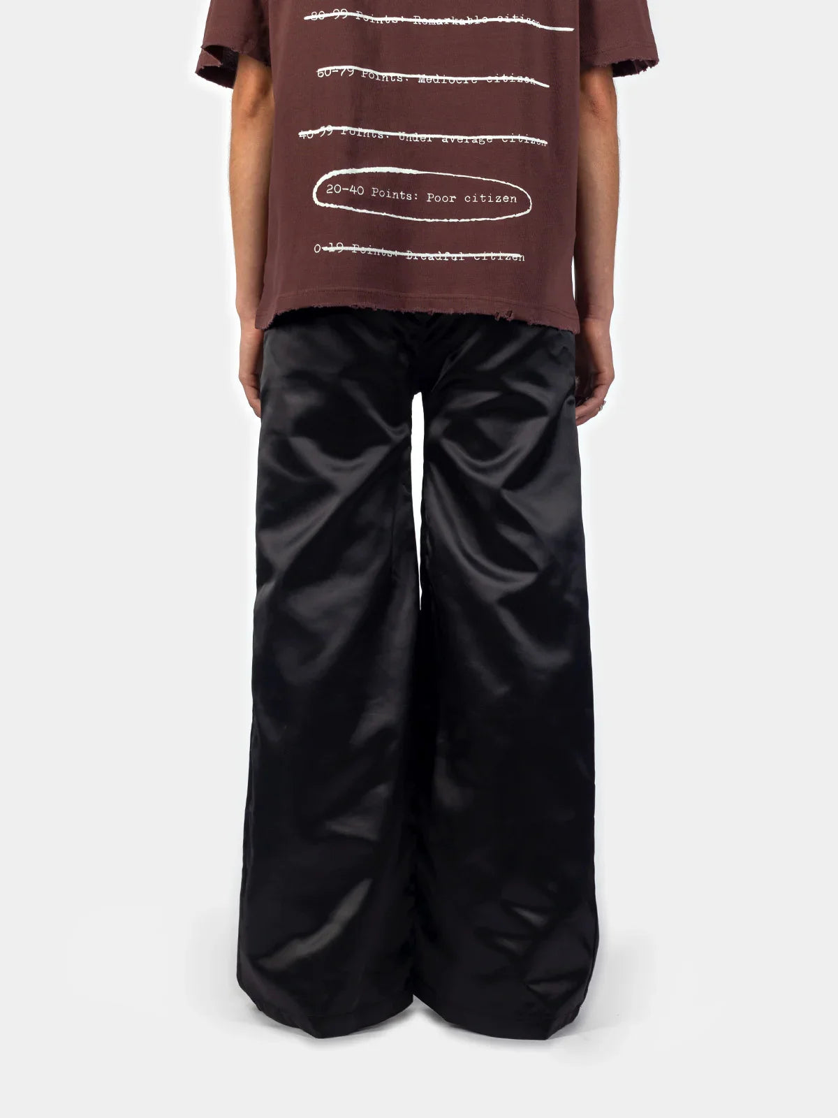 Black Bootcut Satin Trousers