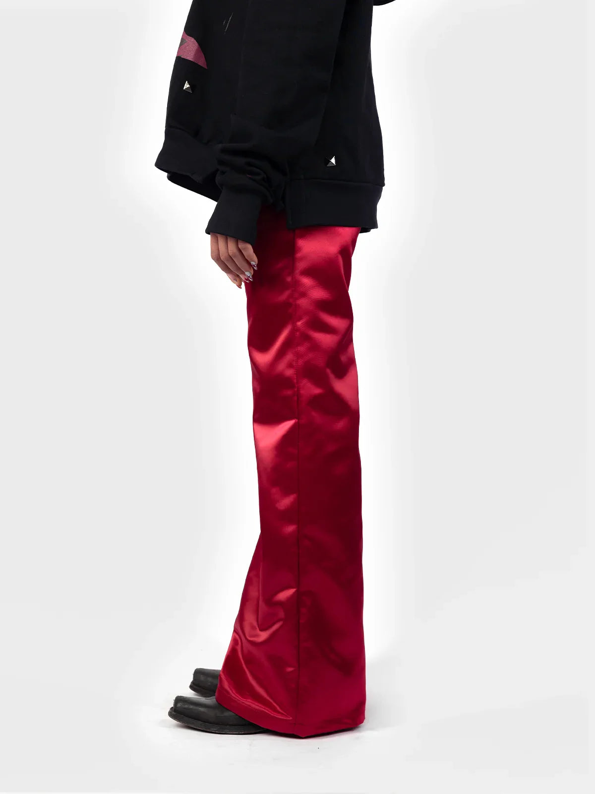 Bordeaux Bootcut Satin Trousers