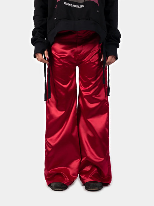 Bordeaux Bootcut Satin Trousers