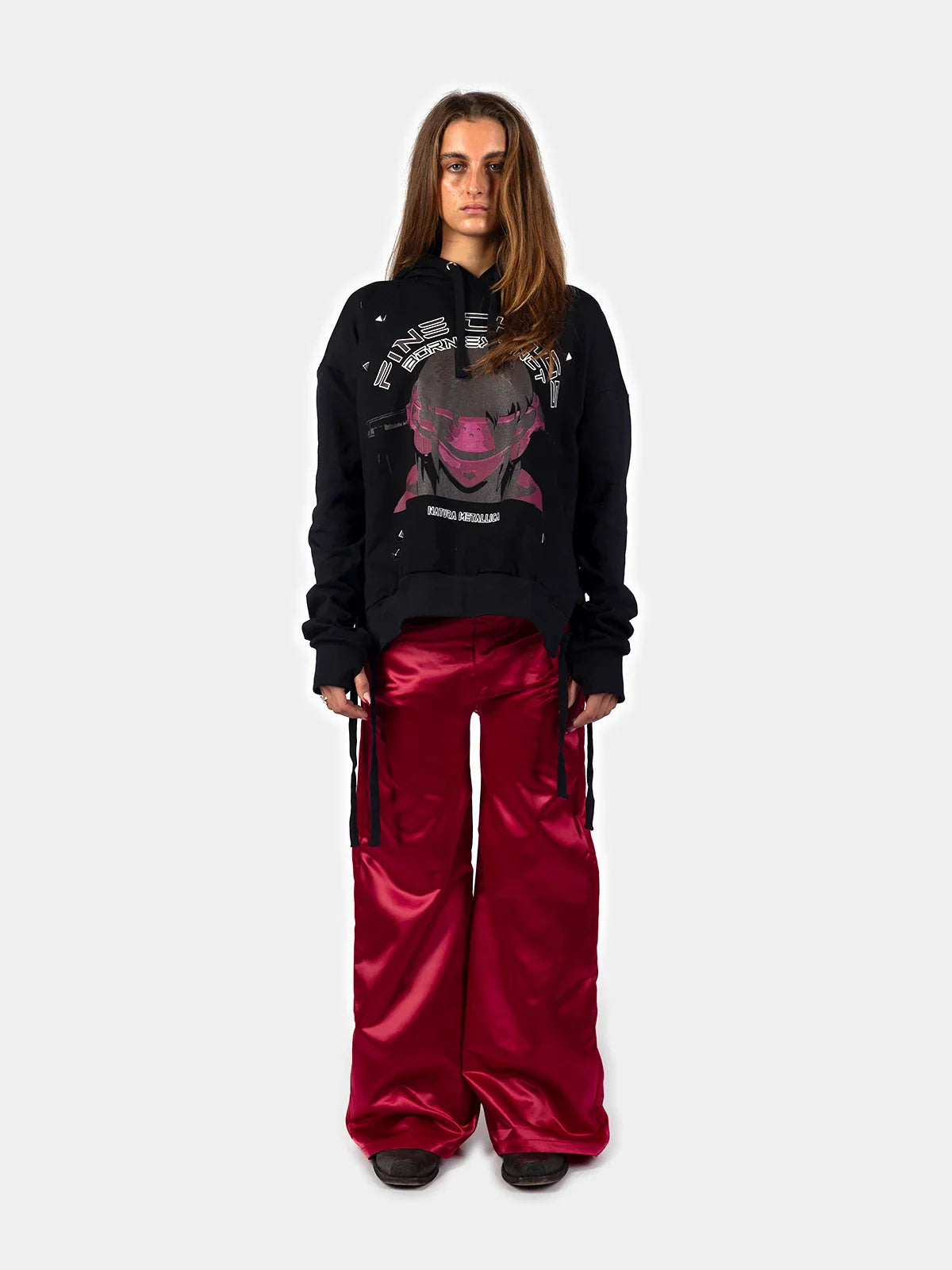 Bordeaux Bootcut Satin Trousers