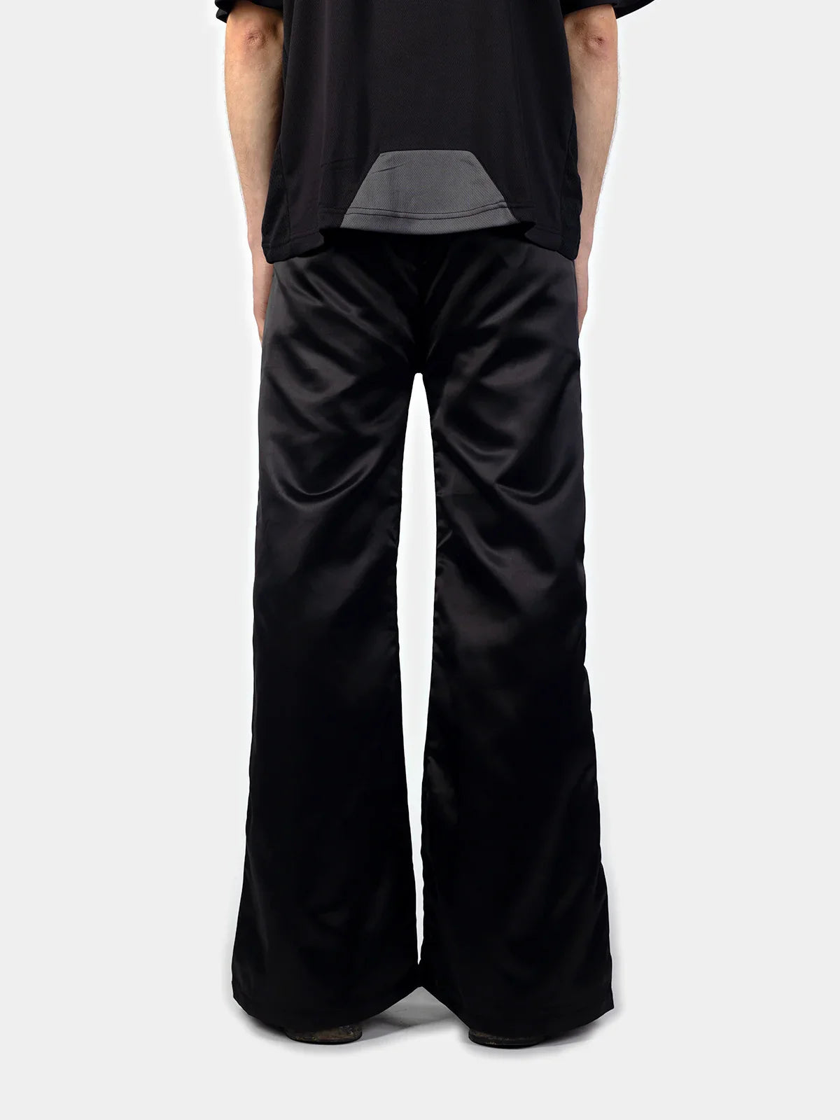 Black Bootcut Satin Trousers