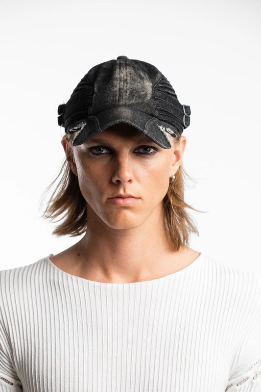 Quilted Denim Cut Cap