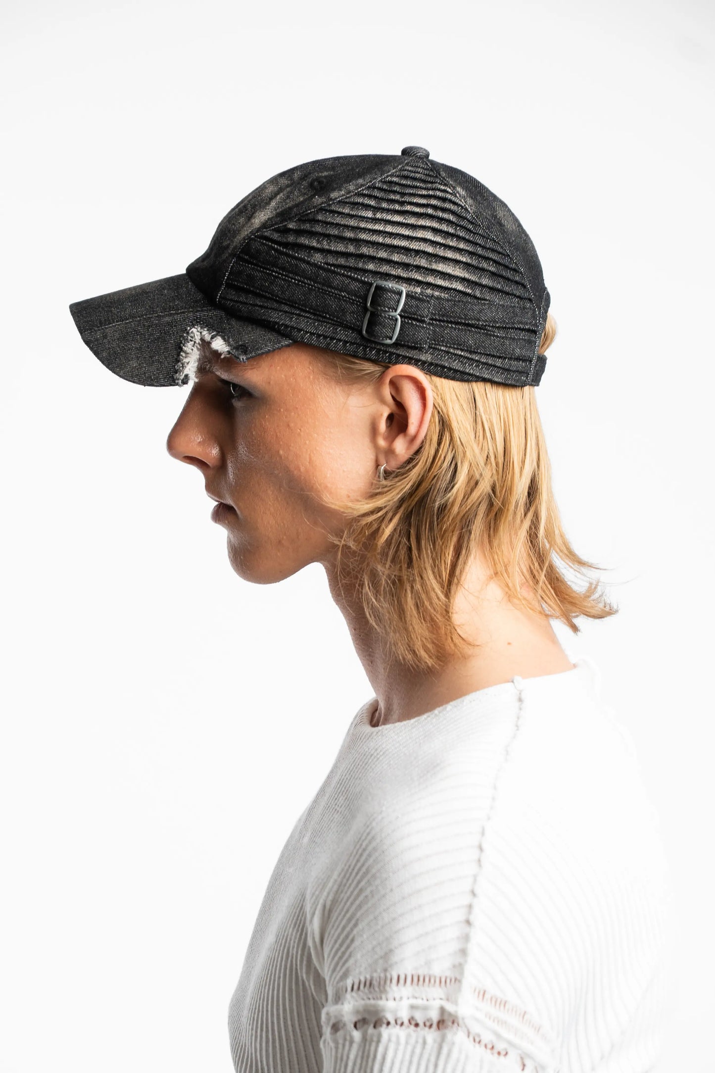 Quilted Denim Cut Cap