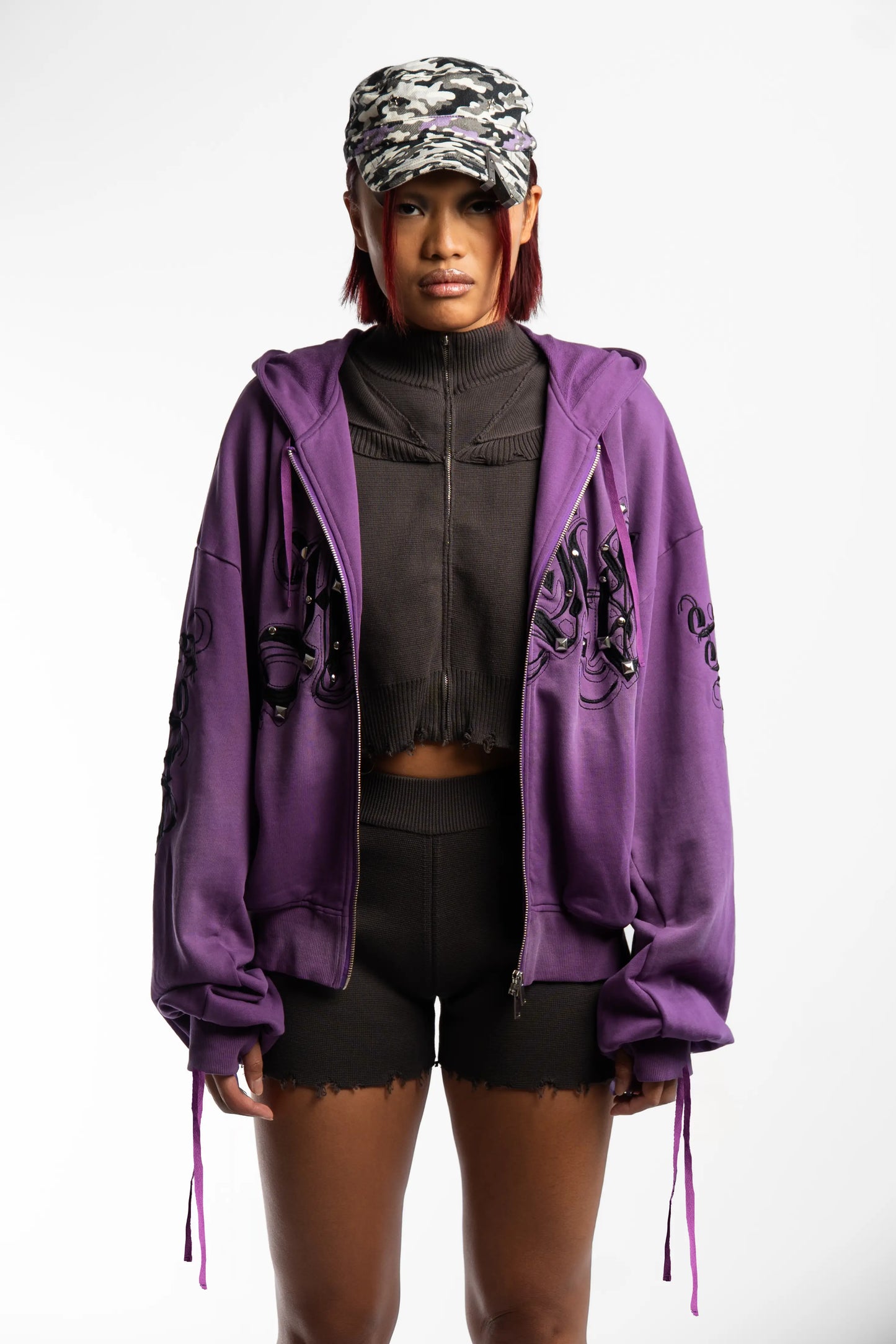 Washed Chaos Hoodie - Purple