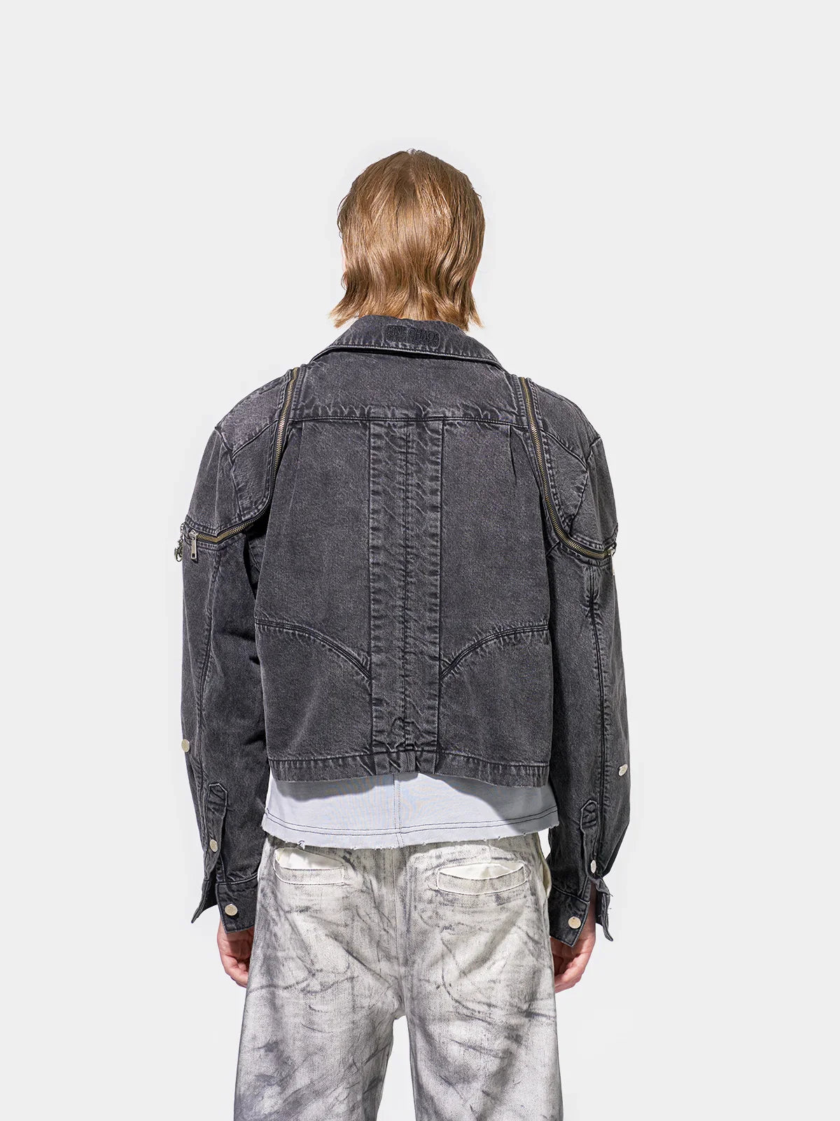 Circle-Zip Denim Jacket