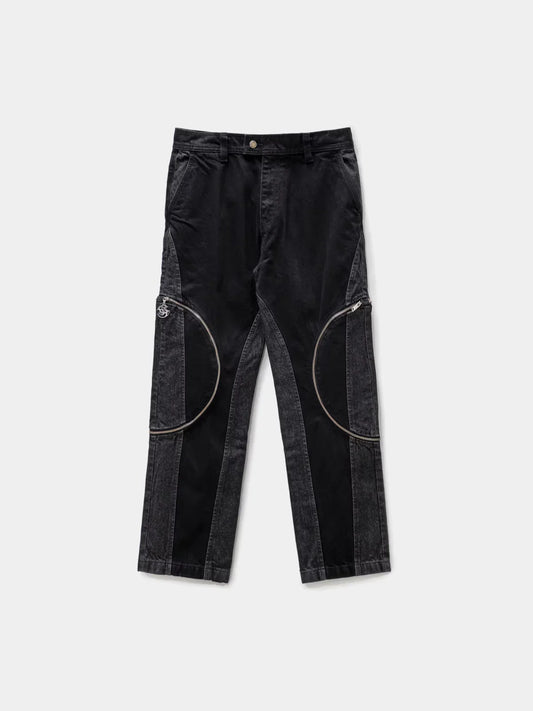 Circle-Zip Denim Trousers