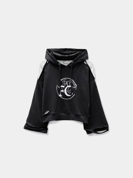 Black Deconstructed Hoodie