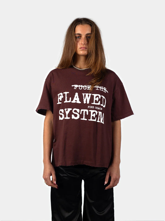 Faded Brown Flawed System T-Shirt