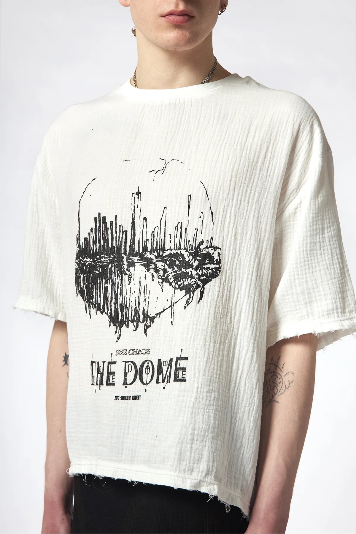 White Muslin T-Shirt 'Fear The Dome'