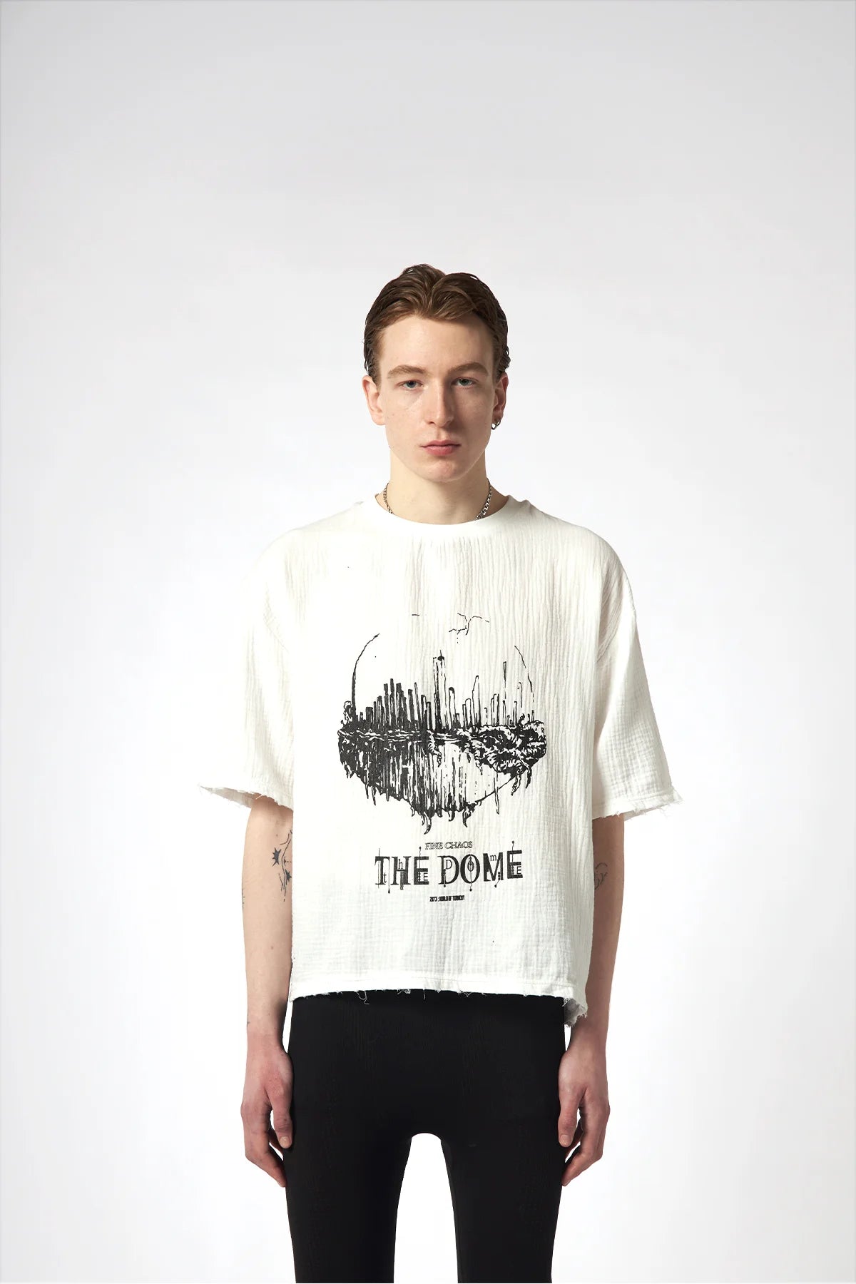 White Muslin T-Shirt 'Fear The Dome'