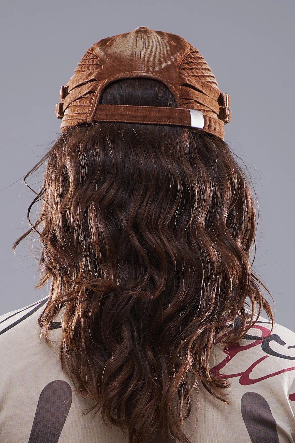Washed Buckle Brown Denim Cap Brown