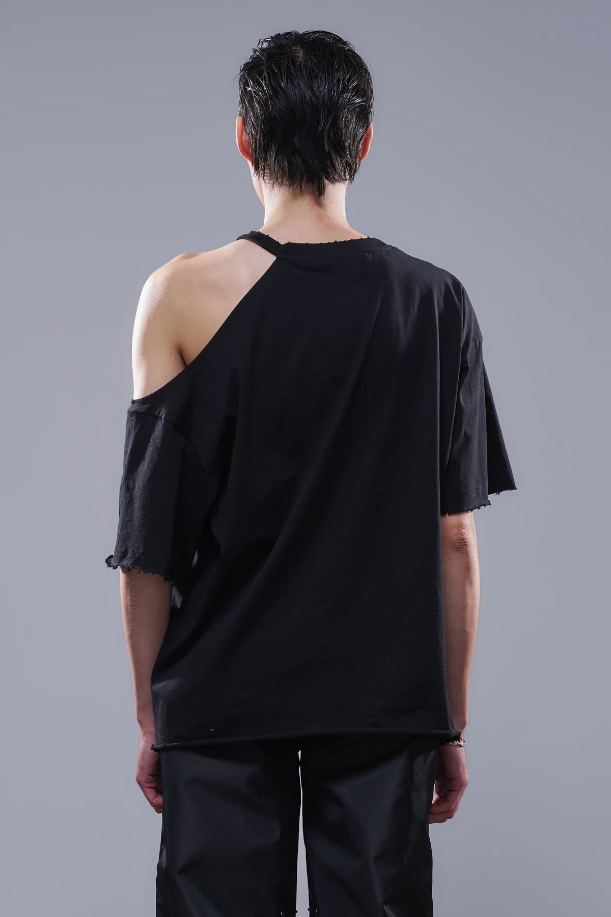 Trojan One-Shoulder T-Shirt Black