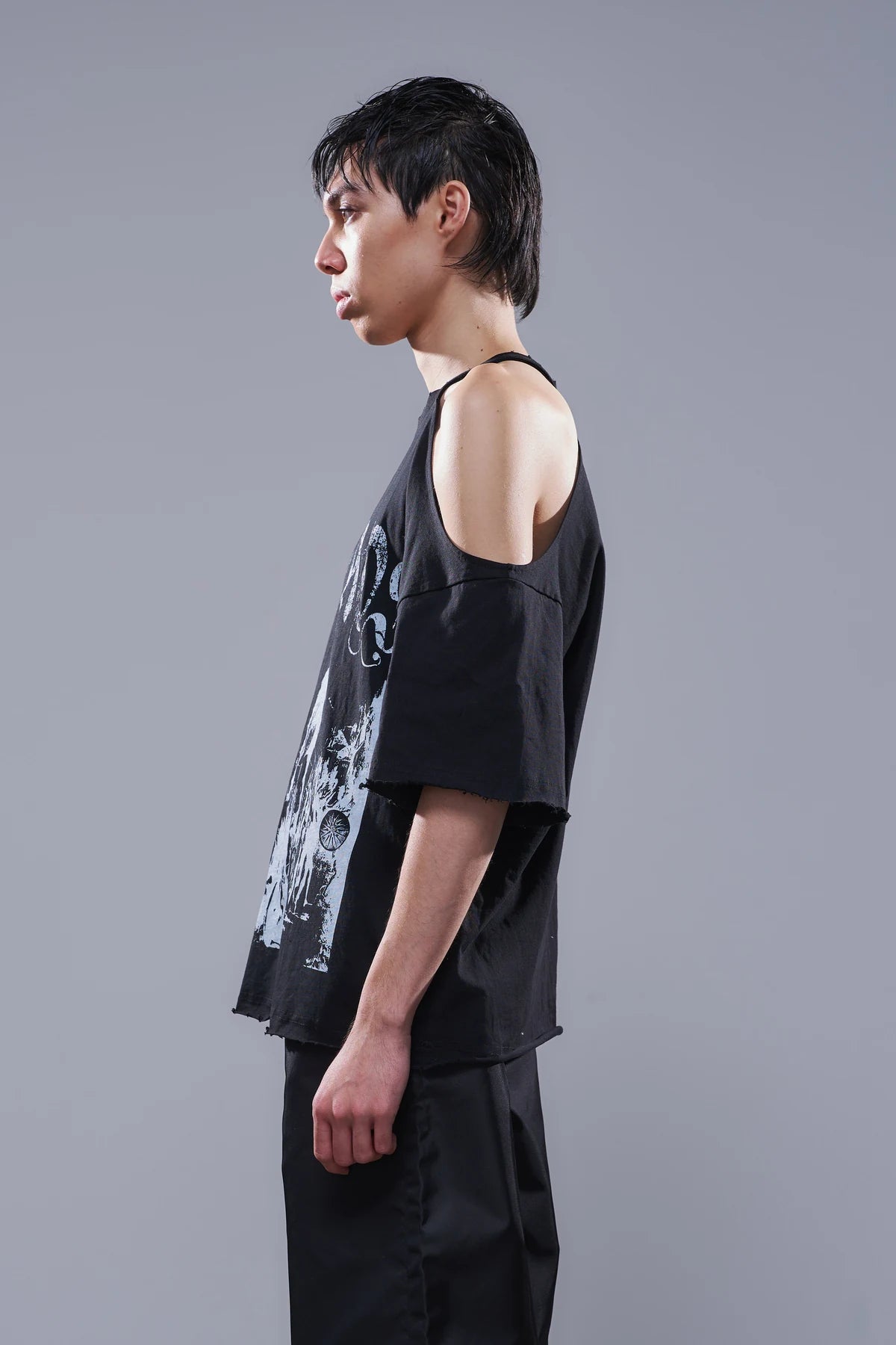 Trojan One-Shoulder T-Shirt Black