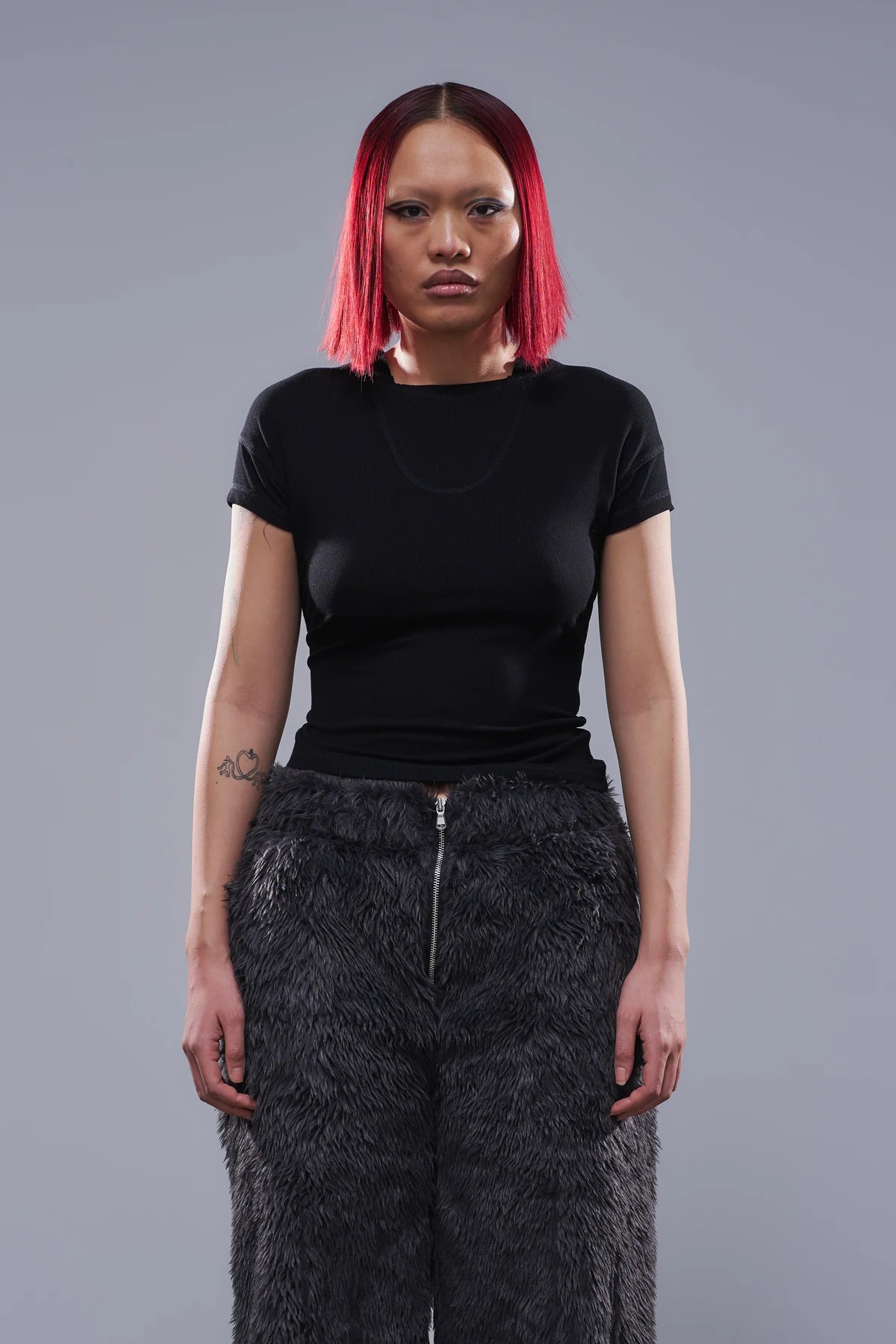 Tight-fit Rib Baby Tee Black