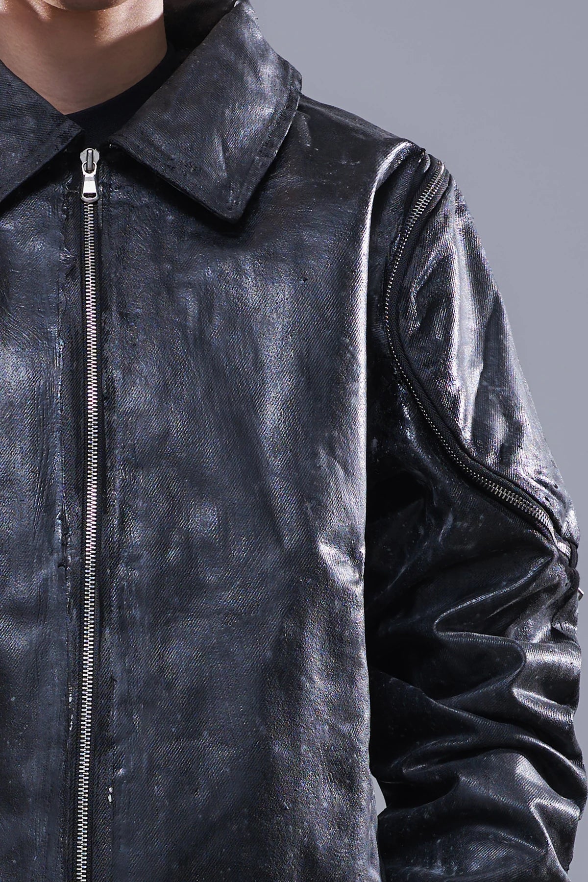 Coated Denim Jacket Brown