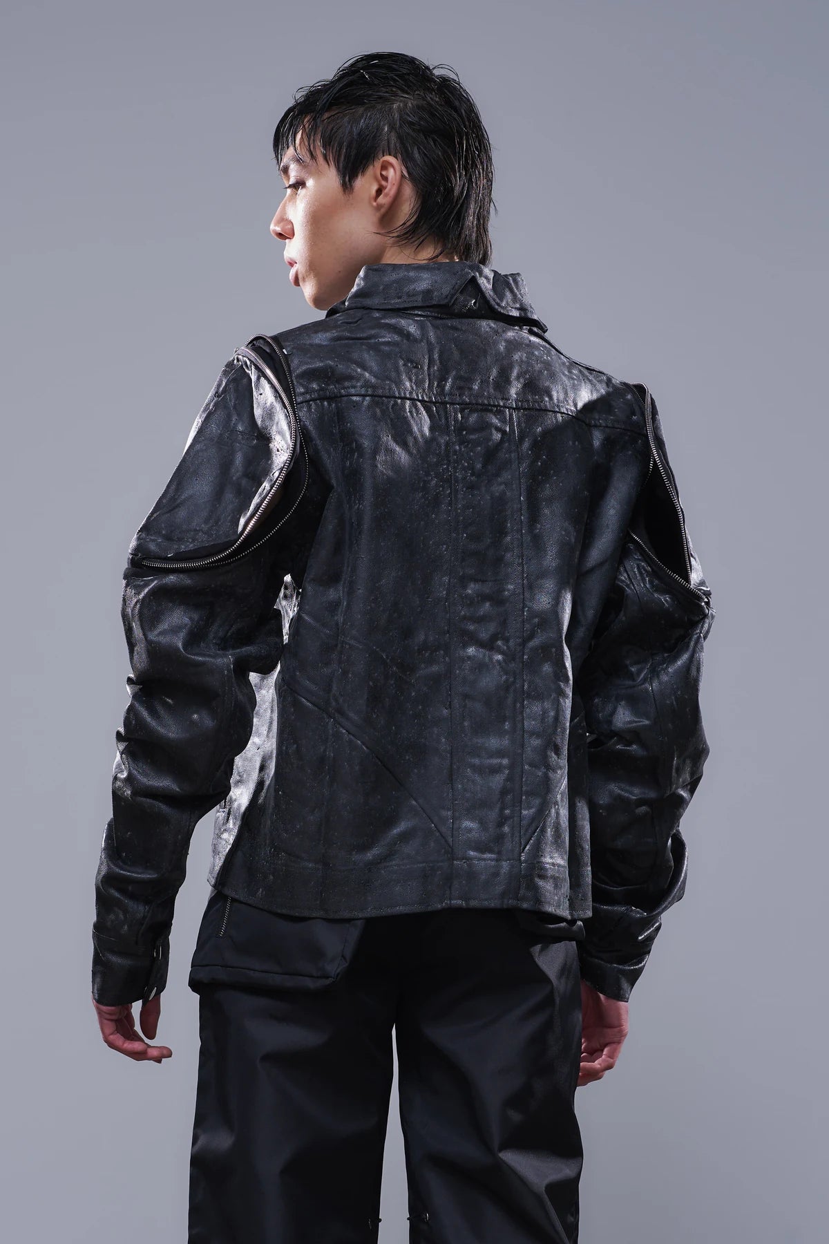 Coated Denim Jacket Brown