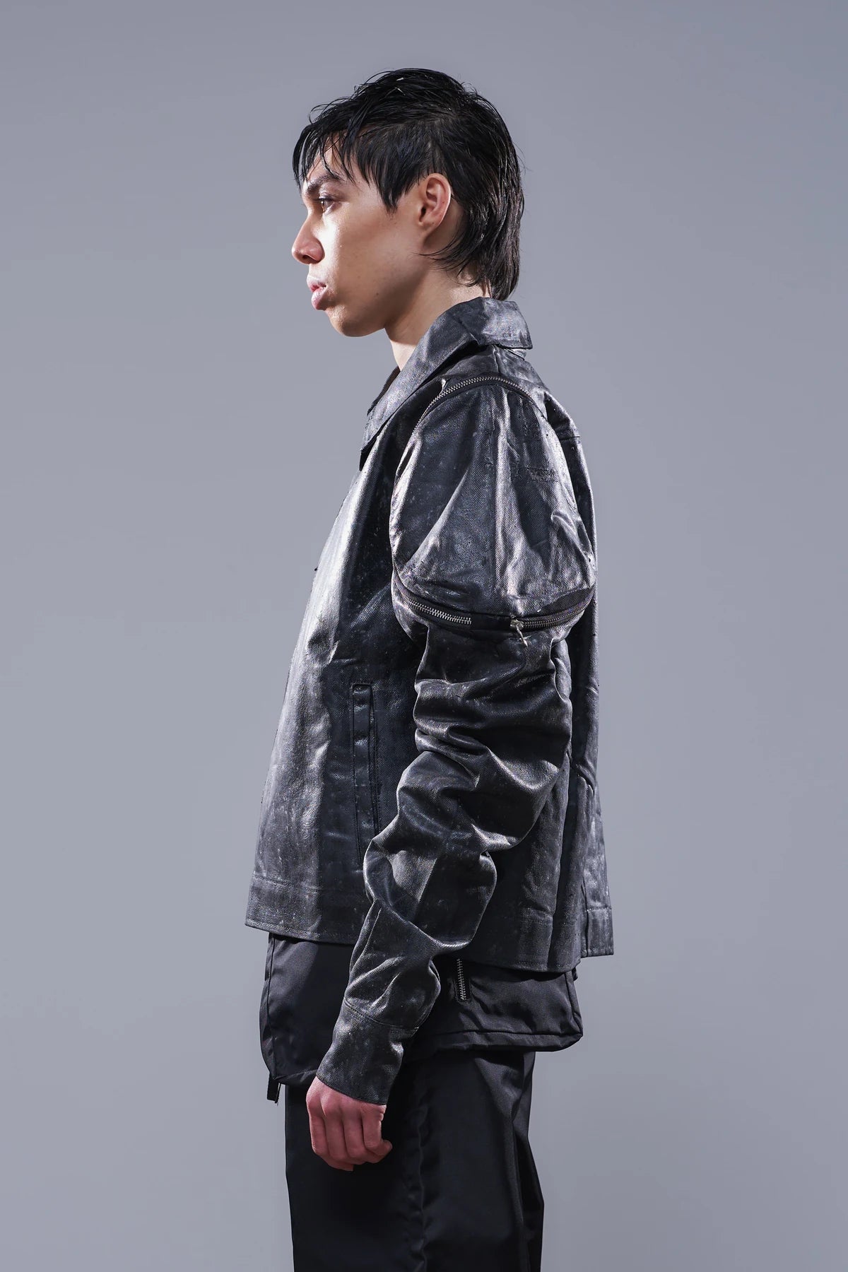 Coated Denim Jacket Brown