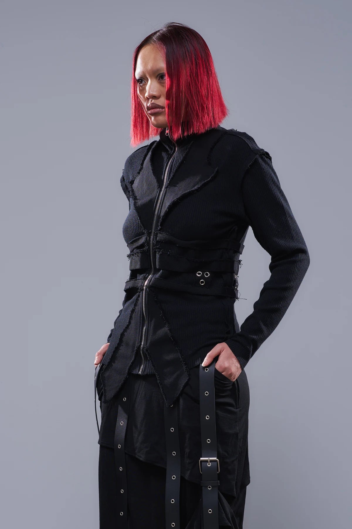 Deconstructed 'Ribcage' Knit Black