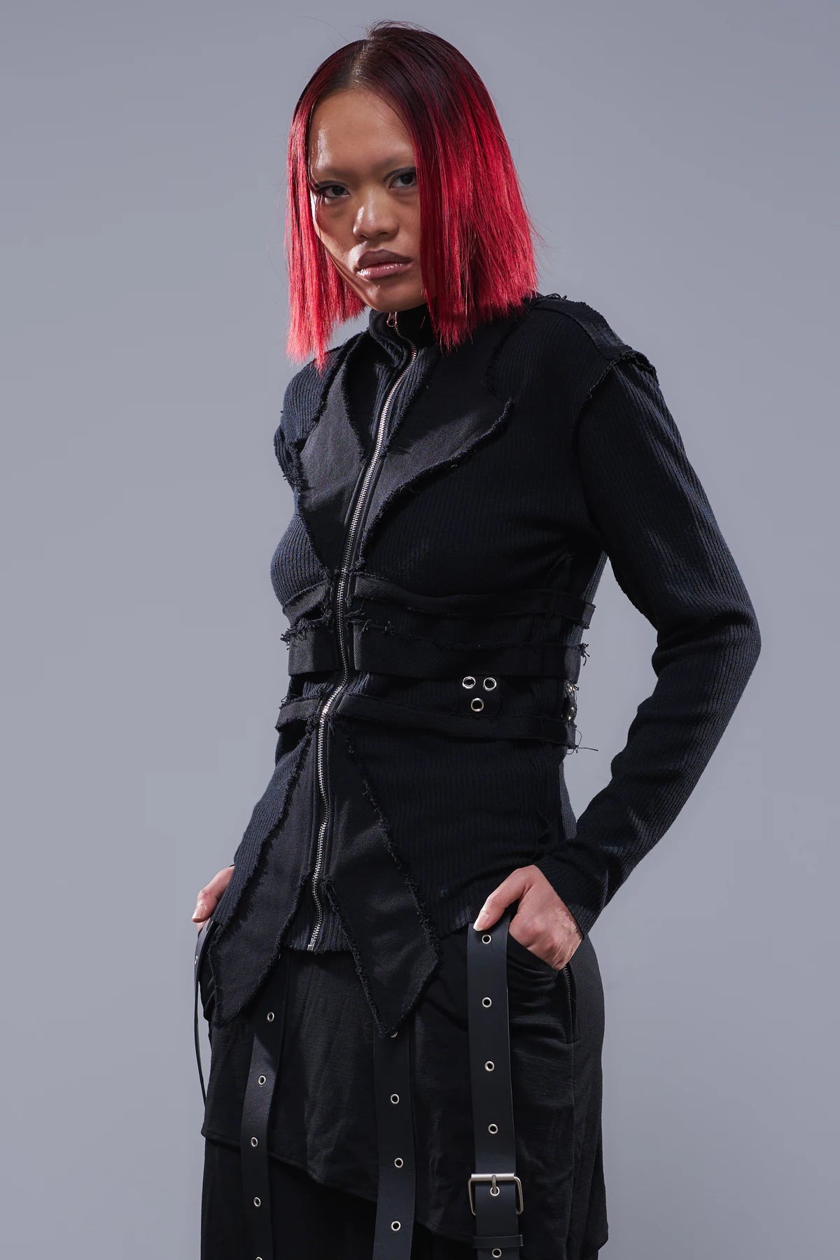 Deconstructed 'Ribcage' Knit Black