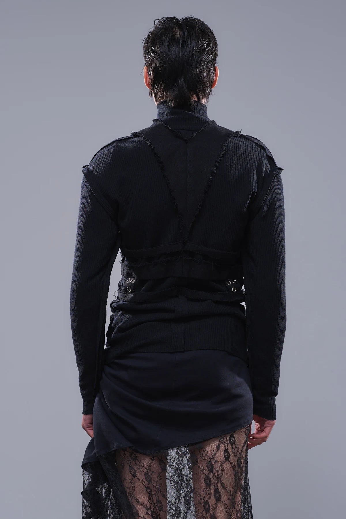 Deconstructed 'Ribcage' Knit Black