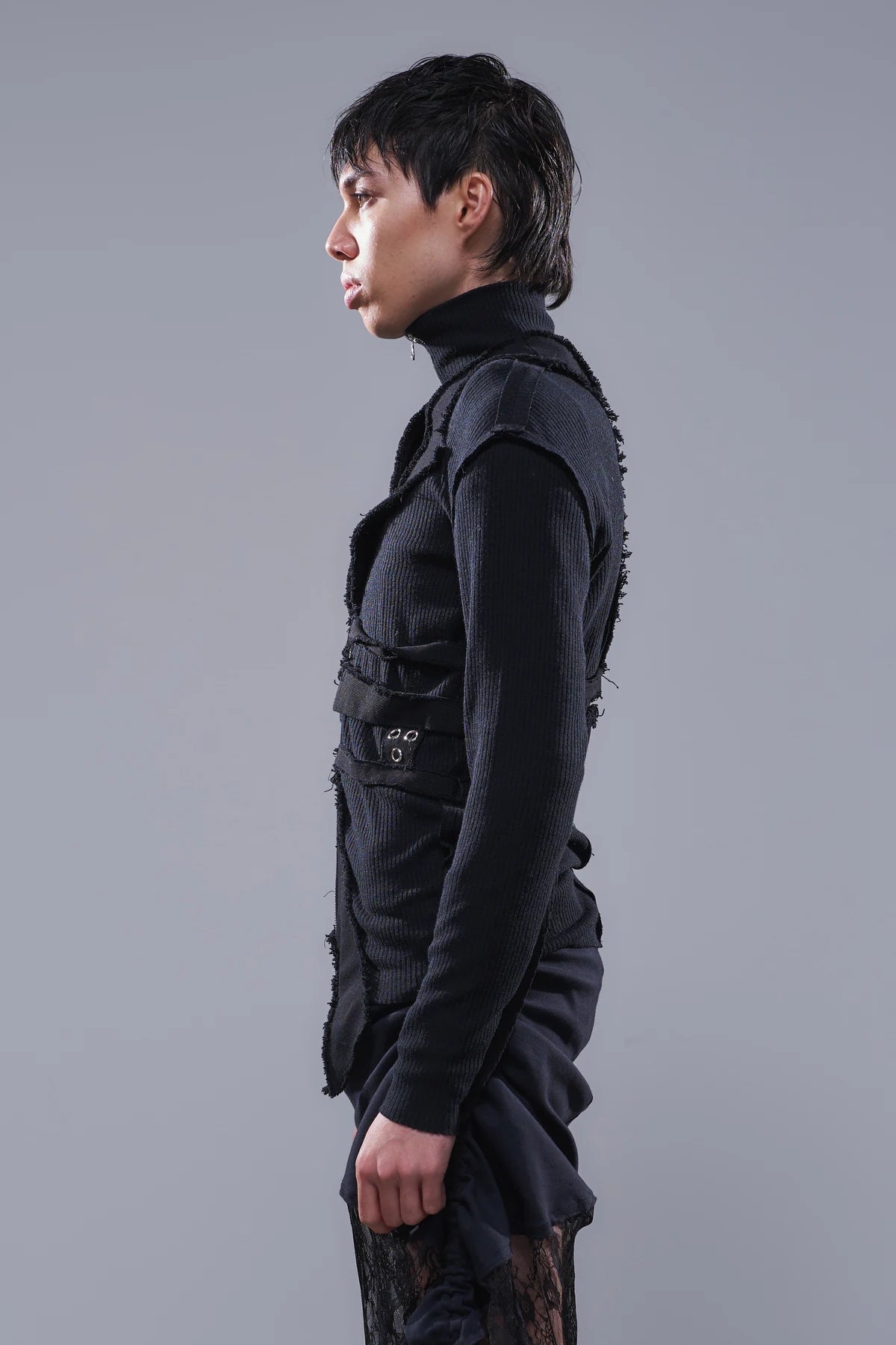 Deconstructed 'Ribcage' Knit Black