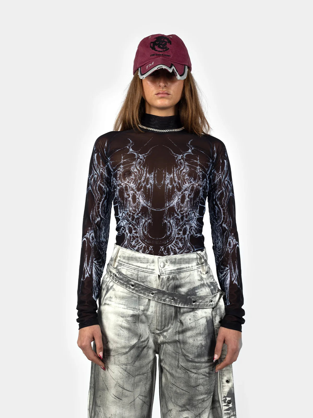 Black Soul Structure Mesh Top