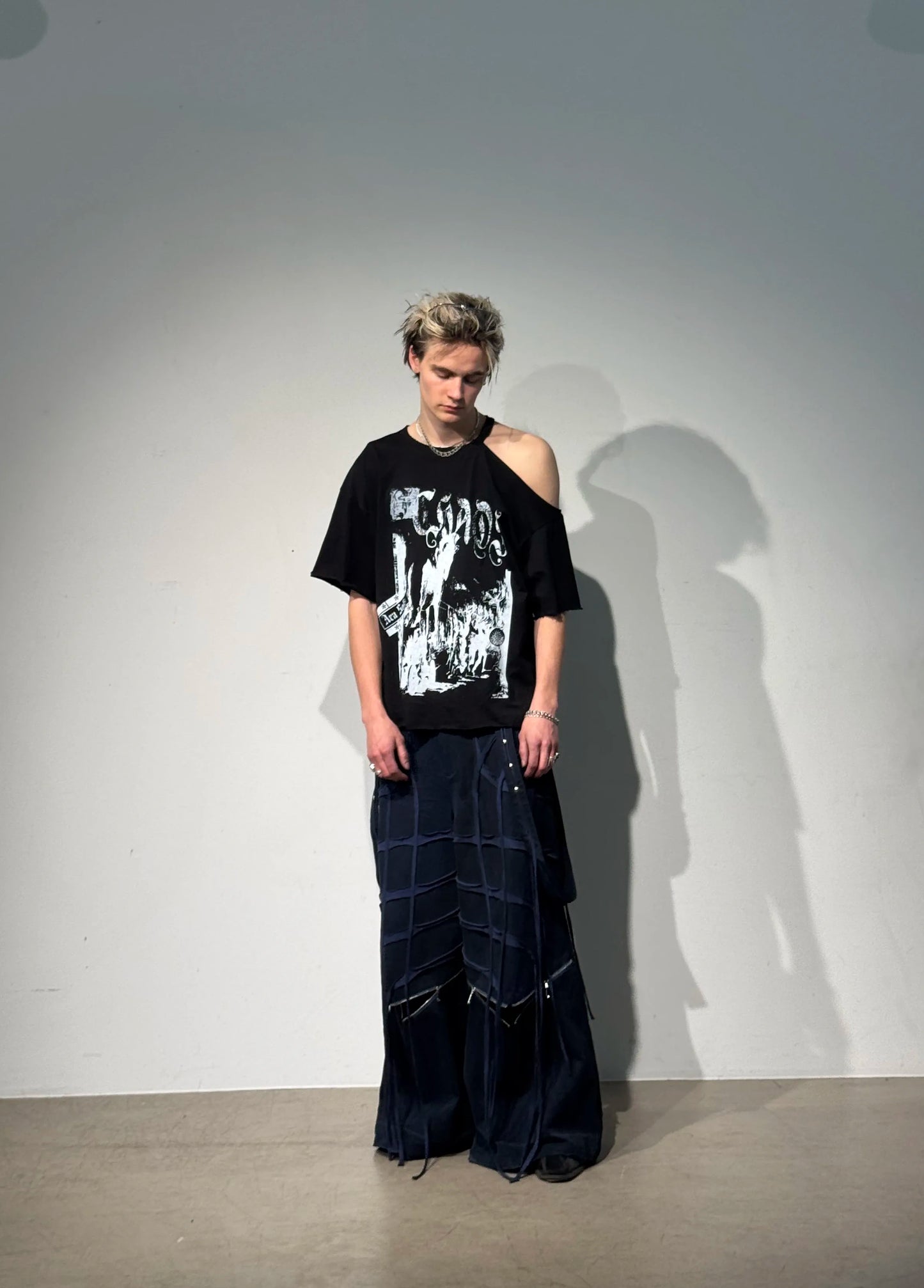 Wide Night Denim Trousers - Blue