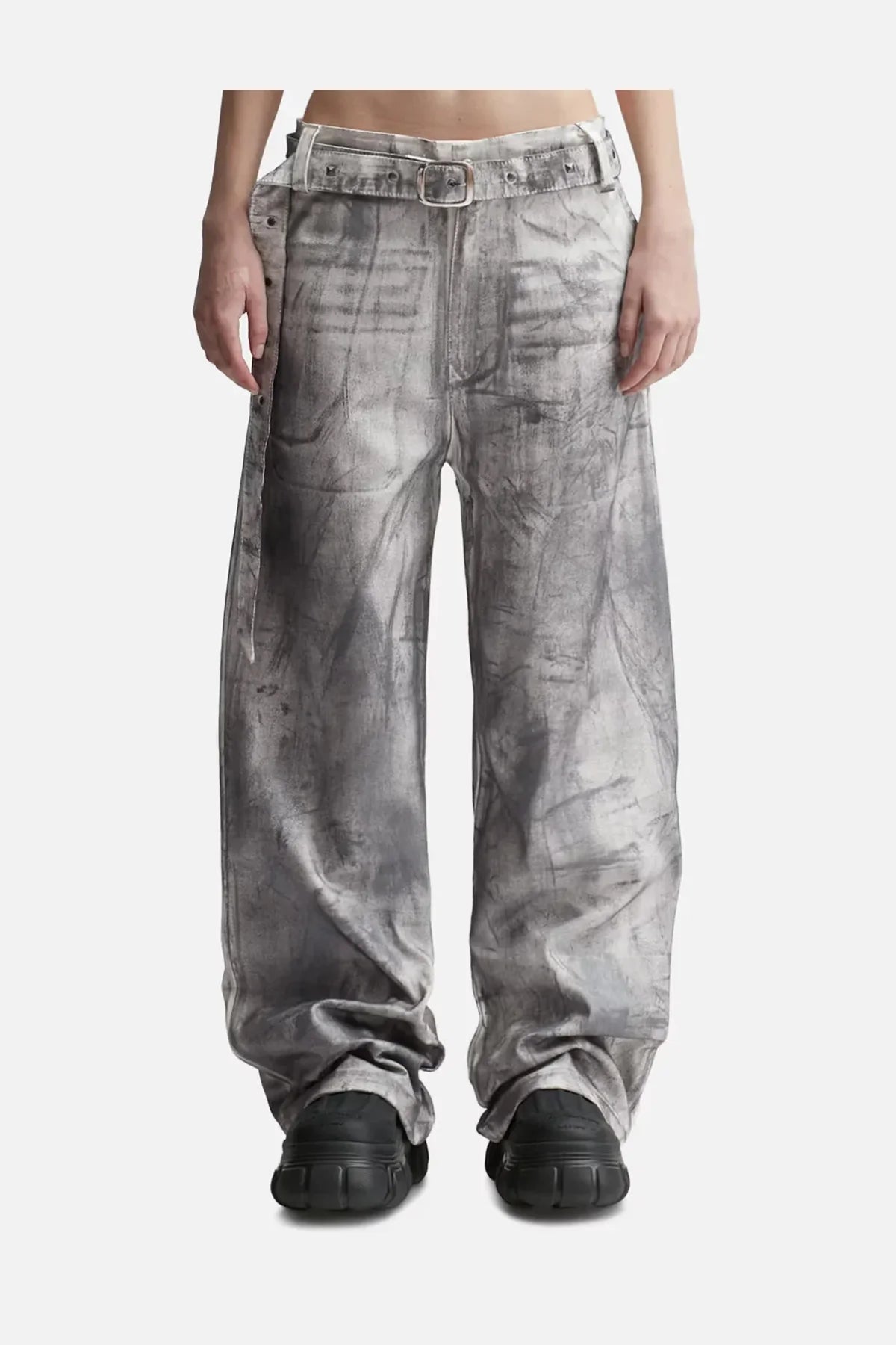 Waxed Double Belt Jeans