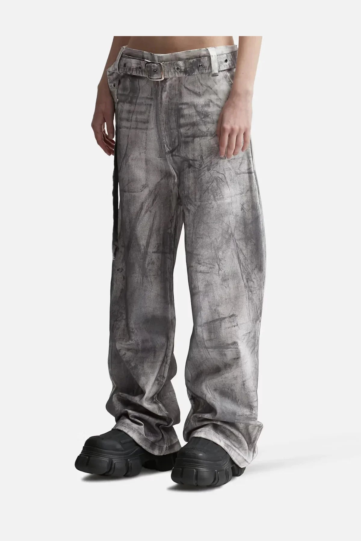 Waxed Double Belt Jeans
